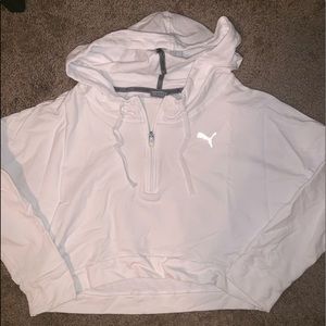 Puma White Cropped Hoodie